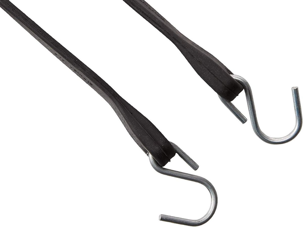 Rubber tarp strap ends with steel S-hooks